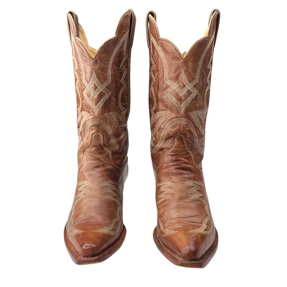 Justin Handcrafted Western Cowboy Boots BRL120 Bent Rail Brown Tan Womens 10B - Picture 2 of 14